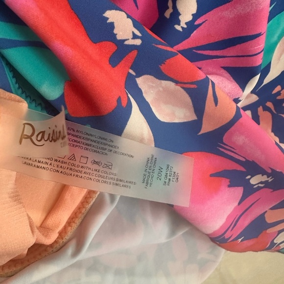 Raisins Floral One Piece Swimsuit Top - Pink and Blue - Picture 4 of 8